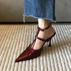 LIZAKOSHT - New Women Close Toe Sandals,Sexy Summer High Heels Shoes,Ankle Strap,Mid Hollow Out,34-39,Red,Black,White,Dropship