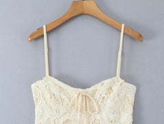 LIZAKOSHT - Sexy Lace Elegant Dress Women Strap Slim Vintage Evening Party Mini Dress Female Bow Design Korea Style Chic Outfit