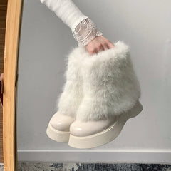 LIZAKOSHT  -  Winter Boots Lady White Shoes Boots-Women Plush Australia Fur Snow Lolita Boots Women New Female Shoes Australia Plush