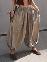 LIZAKOSHT - Women's New Retro Brown Lantern Pants High Waist Trendy Loose Fit Plaid Spring Summer Fashion Trousers