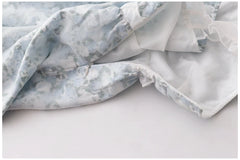 LIZAKOSHT - Sweet Girl Japanese Oil Painting Printed Fungus Edged Fluffy Gauze Suspender Dress Women's Summer Bow Temperament Short Dresses