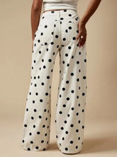 LIZAKOSHT - American-style retro polka dot printed wide-leg denim pants for women, loose straight casual trousers