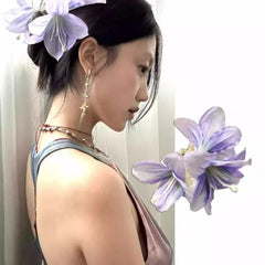 LIZAKOSHT - New Sweet Fairy Lily Flowers Hair Claw Beautiful Spring Large Crab Hair Clips Headdress for Woman Girls Beach Hair Accessories