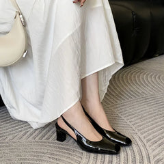 LIZAKOSHT  -  Elegant Slingback Sandals Women Thick High Heels Square Toe Pumps Fashion Brand Ankle Strap Shoes Party Dress Pumps Mujer