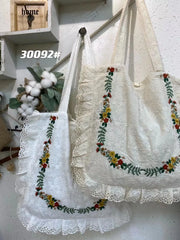 LIZAKOSHT - Female Exquisite Flower Embroidery Single Shoulder Bag Summer 2024 New Retro All-Fit Large Capacity Cloth Bag Handbag