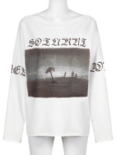 LIZAKOSHT - Casual Loose Printed T Shirt Sporty Basic O-Neck Long Sleeve Tees Women Autumn Spring Fashion Streetwear Ladies