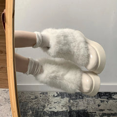 LIZAKOSHT  -  Winter Boots Lady White Shoes Boots-Women Plush Australia Fur Snow Lolita Boots Women New Female Shoes Australia Plush