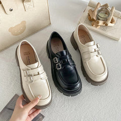 LIZAKOSHT - Shoes Woman Black Flats British Style Oxfords Casual Female Sneakers Ladies' Footwear Clogs Platform Shallow Mouth Loafers