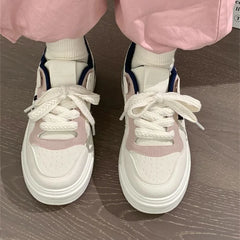 LIZAKOSHT - Platform Sneakers White Shoes Woman Sports Tennis Female Flats Casual Pink Gray Kawaii Vulcanize Harajuku Footwear