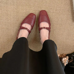 LIZAKOSHT  -  Women Flats Fashion Round Toe Slip On Ladies Elegant Mary Jane Shoes Soft Flat Heel Outdoor Dress Ballerin Shoes New Woman