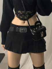 LIZAKOSHT - Low Waist Micro Skirts Y2K Streetwear Acubi Pockets Patchwork A-line Skirt E-girl Aesthetics Outfits Zipper