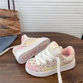 LIZAKOSHT - Strawberry Print Women Sneakers Niche Low-top Korean Style Pink Sweet Womens Sports Shoes Versatile Casual Female Shoes