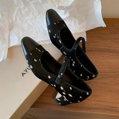 LIZAKOSHT - Fashion Pumps New High Quality Horse Hair Splicing High Heels Mary Janes Shoes Commuter Women's Shoes