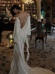 LIZAKOSHT - Ruffled Tassels 3d Flowers Maxi Dress Women Slash Neck Backless Asymmetrical Hem Folds Vacation Elegant Chic Vestidos