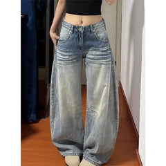 LIZAKOSHT - Y2k Jeans Womens Jeans Vintage Distressed Denim Low Waist Relaxed Fit Wide Leg Trousers Spring Summer Casual Oversized Pants