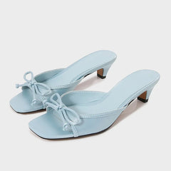LIZAKOSHT - Kitten Heels Summer Women Mules Shoes Vacation Open Toe Classic Butterfly-knot Hot Sale Luxury Designer Ladies Modern Sandals
