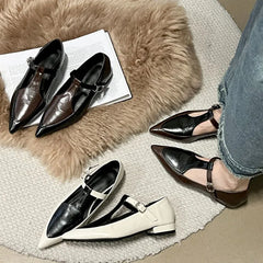 LIZAKOSHT 2024 Spring Women Pumps Shoes New Mules Shoes Pointed Toe Slip On For Ladies Casual Loafer Shoes Flat Soft Sole Design Fashion