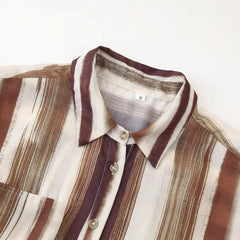 LIZAKOSHT  -  Women's Stripe Shirts & Blouses 2025 Spring Long Sleeve Tops Fashion Casual Shirts Button up Blouses Woman Top