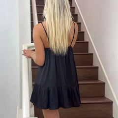 LIZAKOSHT  -  Women's Plain Suspender Mini Dress Summer Vacation Party Female Clothing Fashion Sleeveless Streetwear Dress Large Size S-3XL