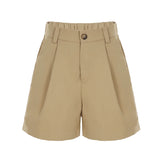 LIZAKOSHT  -  Solid Color Suit Shorts Women Frill Detail Casual Straight Short Pants High Street Minimalist Outfits Summer Shorts