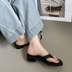 LIZAKOSHT  -  Gladiator Summer Clip Toe Women Slippers Fashion Low Heel Slide Ladies Outdoor Beach Dress Sandalias