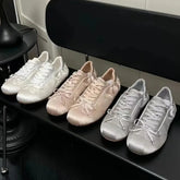 LIZAKOSHT - Brand Satin Pink Cute Ballet Flats Shoes Women Sweet Casual Sneakers Shoes Trainers Comfy Walk Daily Footwear