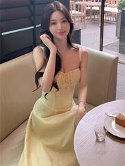 LIZAKOSHT Dress Women Summer New Fashion Elegant Casual Female Slim Vestidos Evening Party Korean Halter Dresses Vintage Clothes