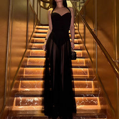 LIZAKOSHT - Elegant Women's Clothing Halter Low Cut Mesh Patchwork Sleeveless Backless Tight Long Dresses Folds High Waist Club Vestidos