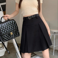 LIZAKOSHT - Preppy Style Pleated Skirts High Waist Women Summer Spring Retro Japanese Fashion Vintage Harajuku High Quality Skirt