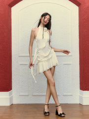 LIZAKOSHT - Women's Summer Solid Strapless Mini Dresses Halter Elegant Hot Girls Female Sexy Dress Nightclub Streetwear Vestidos