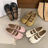 LIZAKOSHT  -  Spring New Tabi Ninja Shoes Women Round Spilt Toe Shallow Buckle Ballet Shoes Fashion Eelgant Low Heels Mary Jane Single Shoes