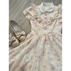 LIZAKOSHT  -  Kawaii Floral Mini Dress Women Japanese Lolita Cute Bow Ruffles Patchwork Dresses Summer Korean Fashion Bodycon A Line Vestidos