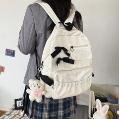 LIZAKOSHT - Sweet Cute Girl Bow Backpack Casual Big Capacity Schoolbag Handbag Student Leisure Travel Backpack
