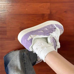 LIZAKOSHT - Purple Women Sneakers Kilobird Plaid Print Solid Colour Womens Sports Shoes Casual Versatile Collegiate Style Female Shoes