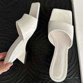 LIZAKOSHT  -  Comfort Square Toe Open Toe Women Wedge Slippers Sexy Designer Party Dresses Women Heeled Sandals Elegant Summer Women Mule Shoe