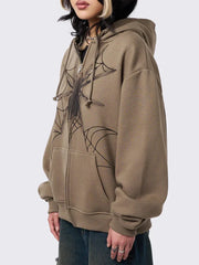 LIZAKOSHT - Women Zipper Hoodie Long Sleeve Star Print Contrast Color Sweatshirt Jacket Outwear Streetwear