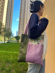 LIZAKOSHT - Flower Patchwork Velvet Vintage Casual Handbag Tote Bags Women Commute Shoulder Bag