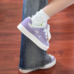 LIZAKOSHT - Purple Women Sneakers Kilobird Plaid Print Solid Colour Womens Sports Shoes Casual Versatile Collegiate Style Female Shoes