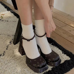 LIZAKOSHT  -  Designer Platform High Heels Party Club Women Shoes Shoes Fashion Shallow Spring Autumn Square Heels Dress Shoes