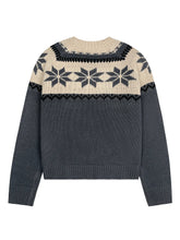 LIZAKOSHT  -  Autumn and winter round neck color matching flowers loose fashion casual style warm long sleeve knitted sweater woman