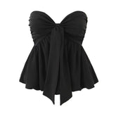 LIZAKOSHT - Ins sweet spice girl sexy knotted lace-up wrapped top women's 2025 summer new pure temperament sleeveless tube top