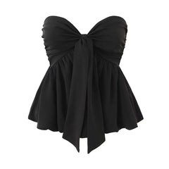 LIZAKOSHT - Ins sweet spice girl sexy knotted lace-up wrapped top women's 2025 summer new pure temperament sleeveless tube top