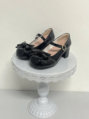 LIZAKOSHT - Sweet Bow In Single Shoes For Girls With Thick Heels Round Heads Cute Jk Student Versatile Lolita Girls' Tea Party Single Shoes