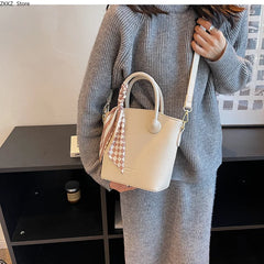 LIZAKOSHT - Retro Small Vegetable Basket Bag New Female PU Leather Bag Cash Burst Simplicity Crossbody Bag Minority Bucket Handbag