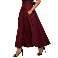LIZAKOSHT - New Women's Midi Skirt with Solid Color Straps and Ankle Cinched Waist Long Skirt