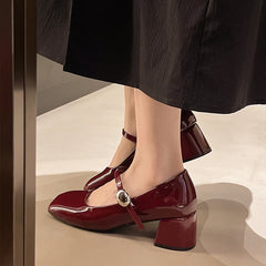 LIZAKOSHT  -  Shoes Summer High Heels Sandals Ladies Branded Pumps Square Toe Mary Jane Sweet Casual Spring African Fashion Latest Retro