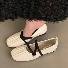 LIZAKOSHT - Women Shoes Brand Designer Mary Janes Shoes Woman Square Toe Japanned Leather Flats Vintage Narrow Band Loafers New Woman