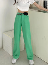 LIZAKOSHT - Candy Color Pants Loose Summer New Women Casual Mopping Straight High Waist Slim New Solid Chic Office Lady