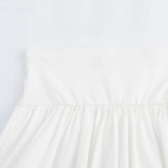 LIZAKOSHT - Women White Flower Bud Shorts Skirts New Fashion Street Solid Color Simple Lantern Mini Slim-fit Skirts for Women Clothing