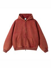 LIZAKOSHT - Retro Trendy Suit Women thicken Hoodie jacket Washed Wax Dyed Worn-Out fashion Sweatshirts Loose Pants Hoodies Set